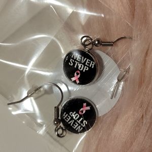 SALE! Breast Cancer Awareness Earrings "Never Stop"